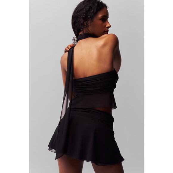 Guizio Chiffon Wrap Around Top Black - M - Picture 3 of 7